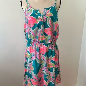 Floral Teal and Pink Mini Dress